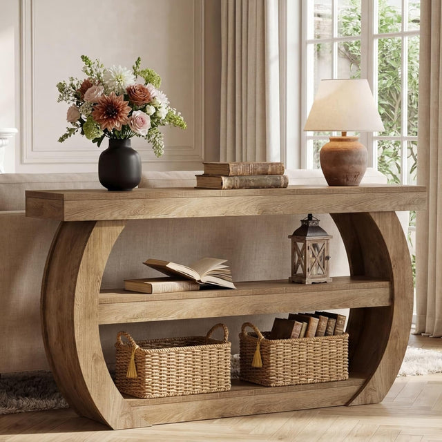 63 inch Farmhouse Console Table 3-tier lifestyle