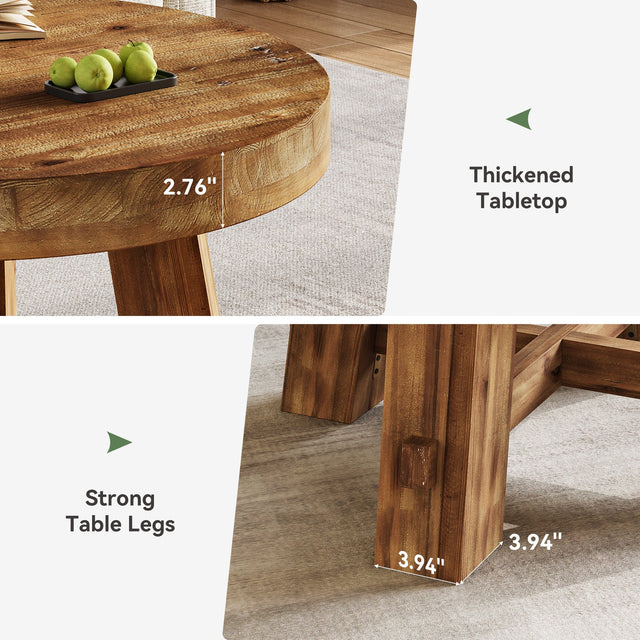 31.5 inch Round Solid Wood Coffee Table angle