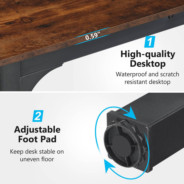Rectangle executive desk adjustable foot pads