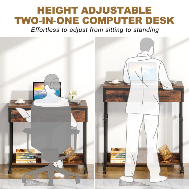 Height adjustable desk dimensions diagram
