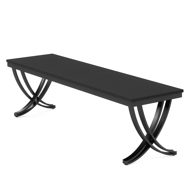 Rectangular Dining Table for 6-8, 78" Farmhouse Dinner Table with Metal Legs