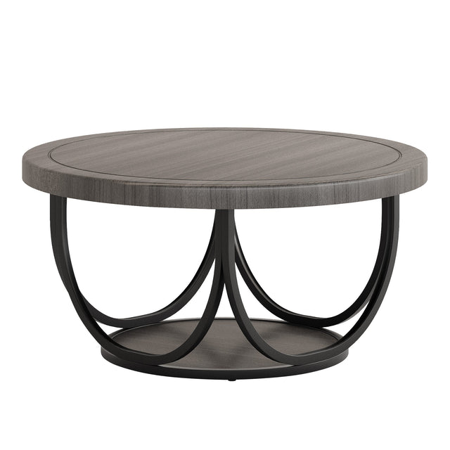 Round coffee table gray and black lifestyle shot