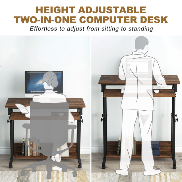 Rolling desk dimensions and height adjustment