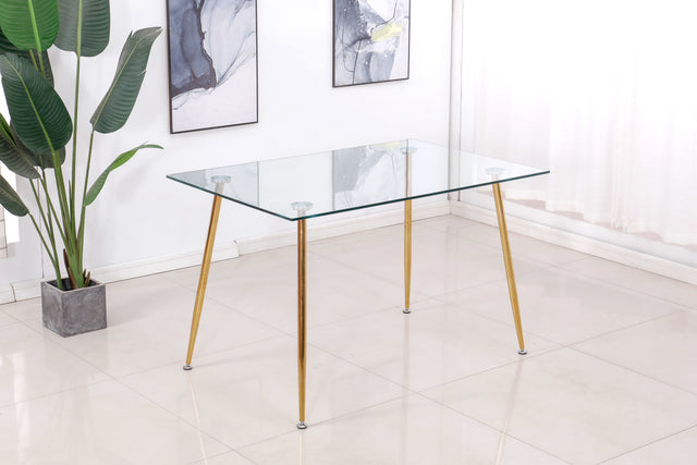 Pozbee Rectangle Glass Table with Gold Legs