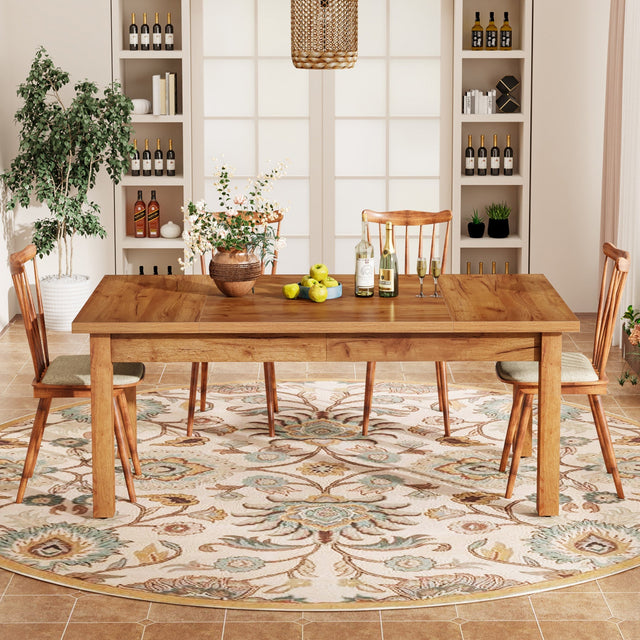 70.9" Wood Dining Table for 6-8 People, Farmhouse Breakfast Table