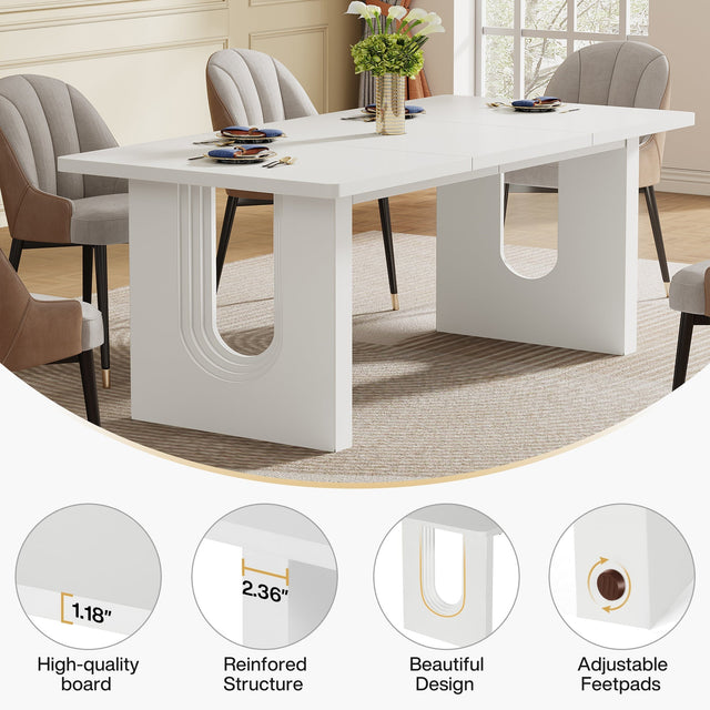 71" Dining Table for 6 to 8 People, Modern Wood Kitchen Dinner Table