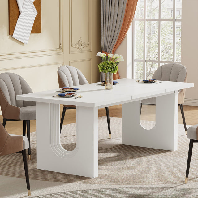 71" Dining Table for 6 to 8 People, Modern Wood Kitchen Dinner Table