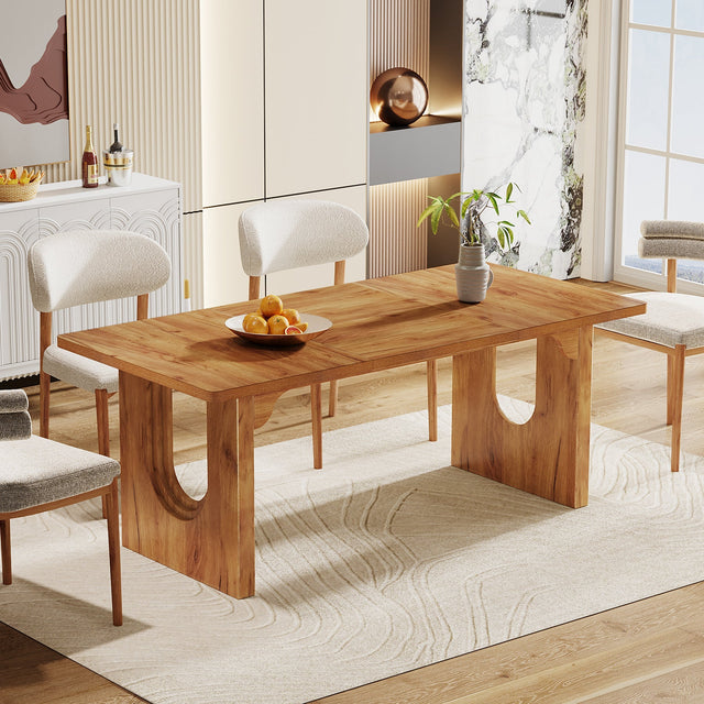 71" Dining Table for 6 to 8 People, Modern Wood Kitchen Dinner Table