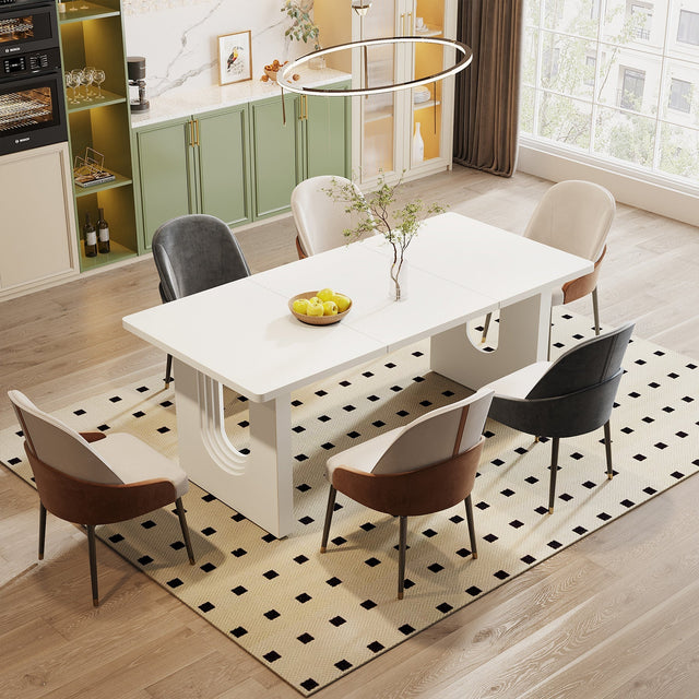 71" Dining Table for 6 to 8 People, Modern Wood Kitchen Dinner Table