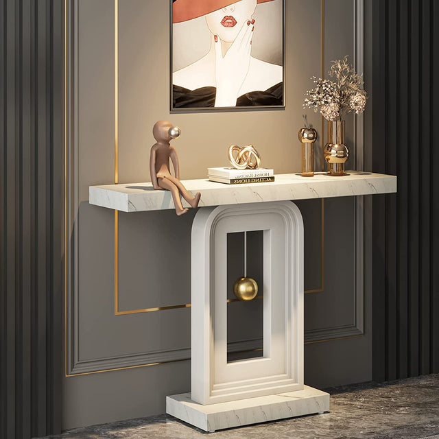 39.4 inch Console Table gold ball base detail