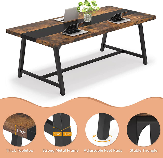 Dining Table for 8 People, 70.87" Rectangular Wood Kitchen Table