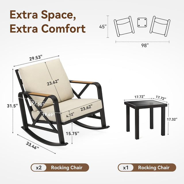 2-Person Outdoor Rocking Chair Set