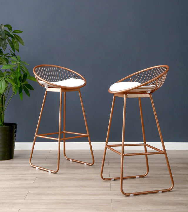 Kirpi Bar Stools Set of 2 Rose Gold 30 inch