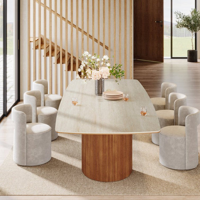 78.7" Travertine Dining Table