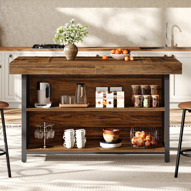 55 inch Kitchen Island metal frame styling