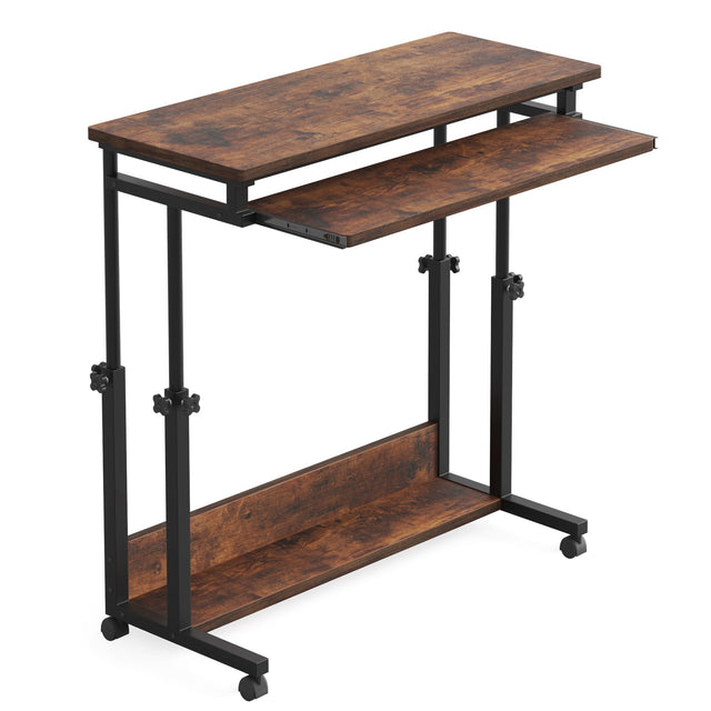 Rolling standing desk with wheels side view