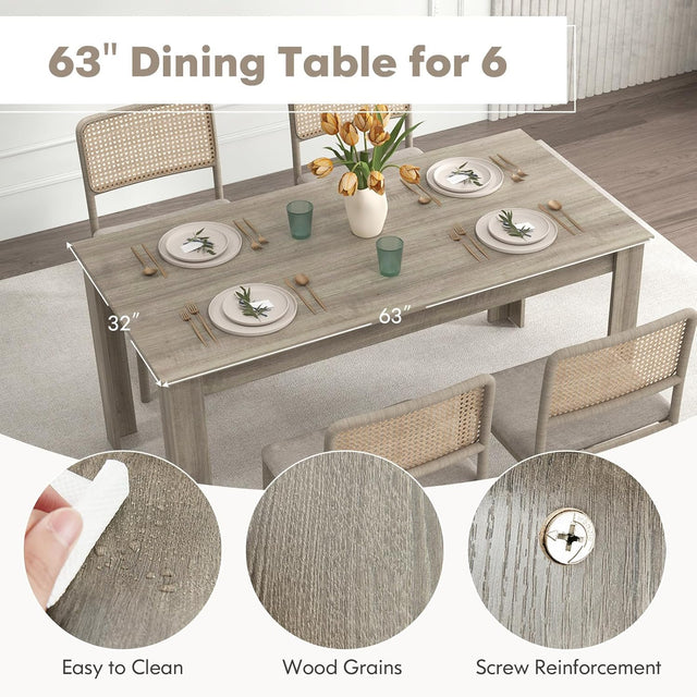 Wood Dining Table 63"