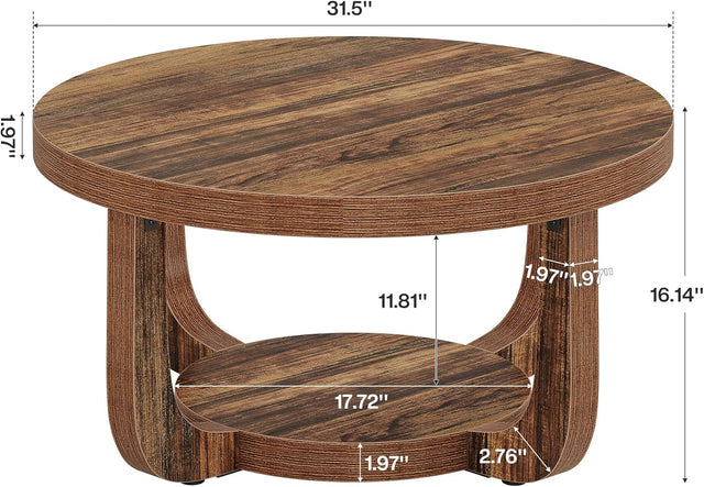31.5 inch 2-Tier Circle Coffee Table dimensions