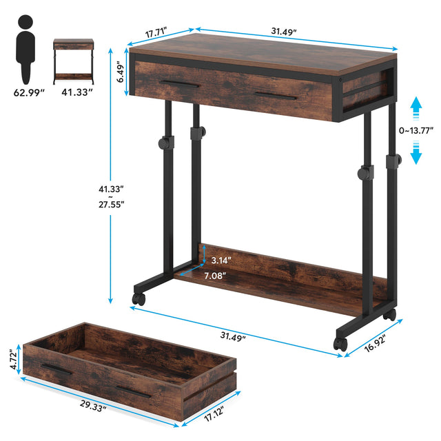 Height Adjustable Portable Desk side view