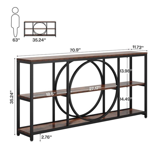 70.9 inch Console Table 3-tier lifestyle entryway