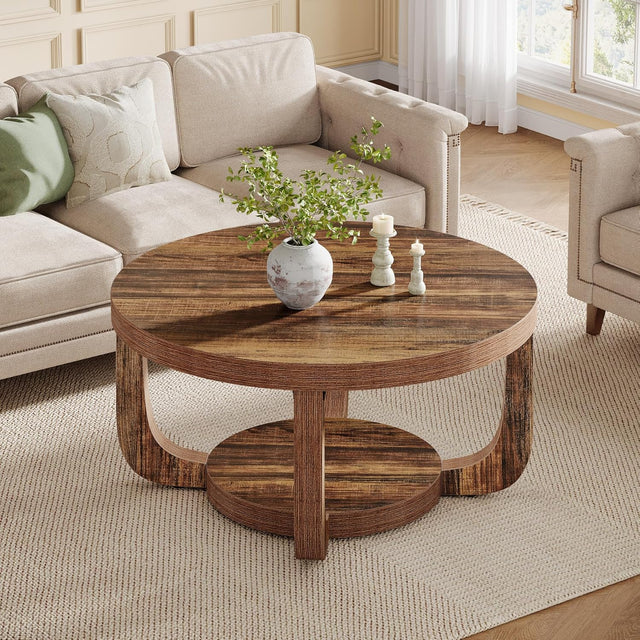 31.5 inch 2-Tier Circle Coffee Table lifestyle