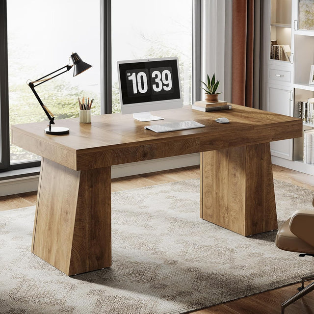 Executive desk double trapezoid base detail