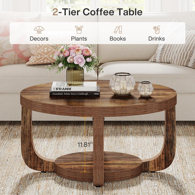 31.5 inch 2-Tier Circle Coffee Table room view
