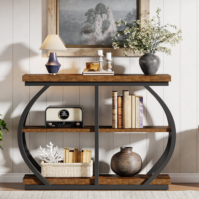 41 inch 3-Tier Console Table shelf storage detail