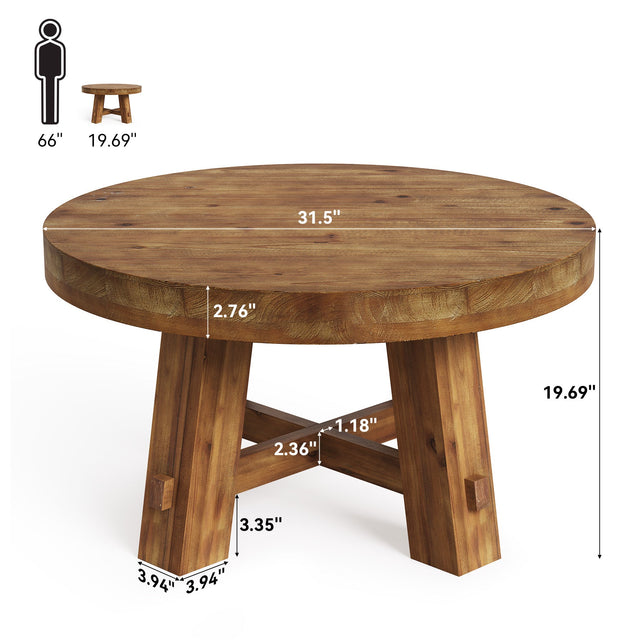 31.5 inch Round Solid Wood Coffee Table dimensions