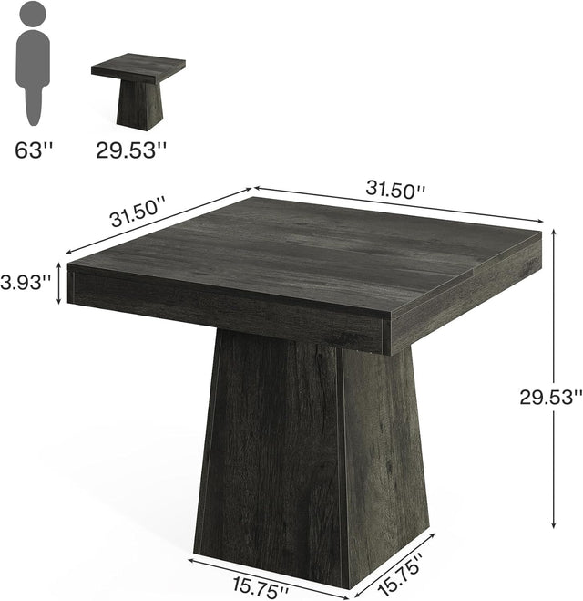 31.5" Square Dining Table, Small Farmhouse Kitchen Dinner Table for 4 People