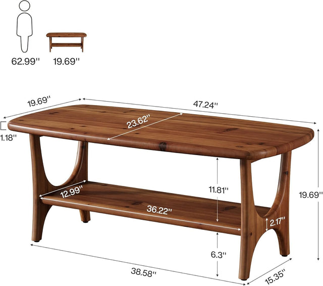 Solid Wood Coffee Table side view