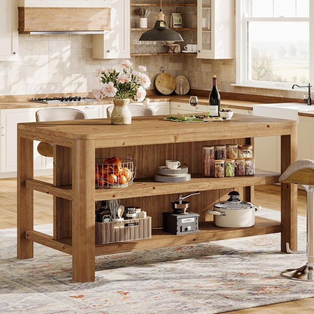 Solid Wood Kitchen Island wood detail