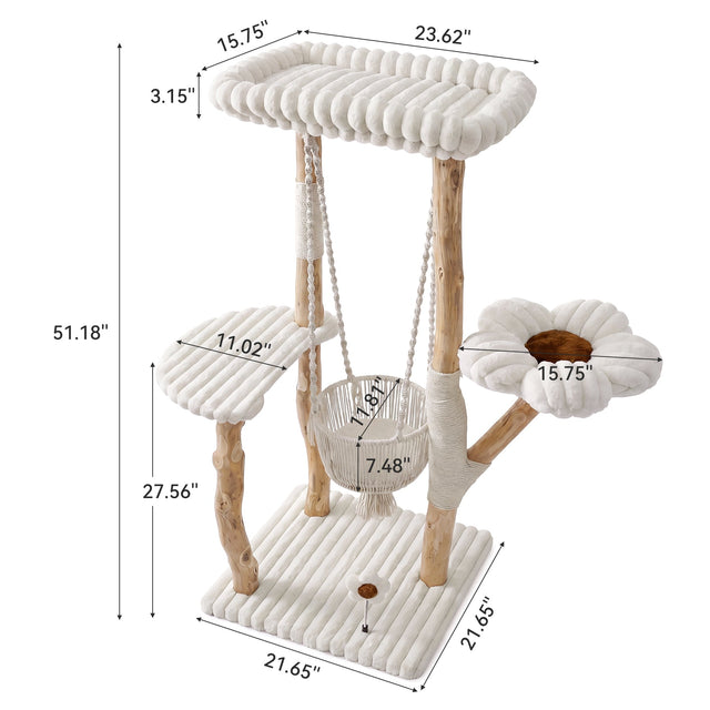 51 inch Solid Wood Cat Tree lifestyle