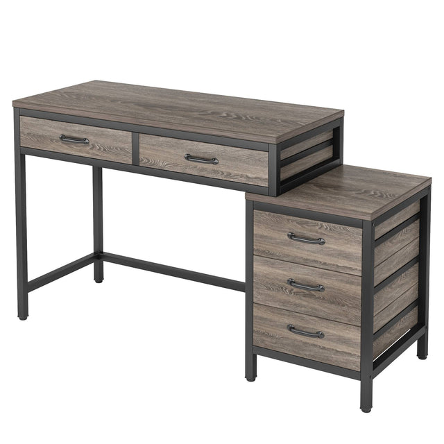 Gray desk with file cabinet lifestyle view