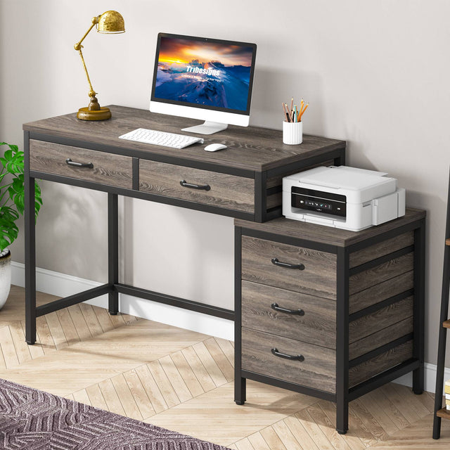 5-Drawer Computer Desk Gray color variant