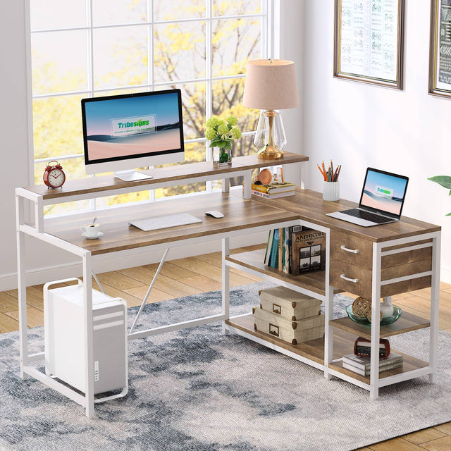 Reversible L-Shaped Desk Oak color variant