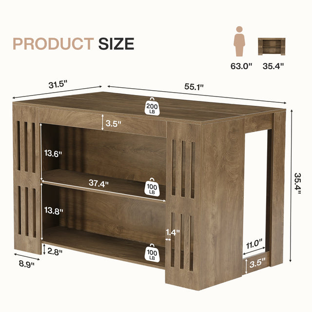 55 inch Farmhouse Kitchen Island 3-tier lifestyle