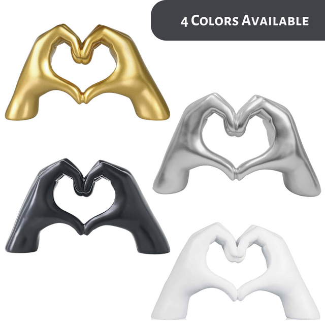 Gold Heart Gesture Statue, Heart Hands Figurine