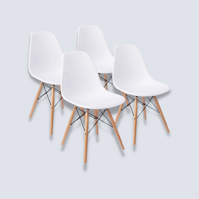 Pozbee Eames Dining Chairs Set of 4, Modern White Chairs