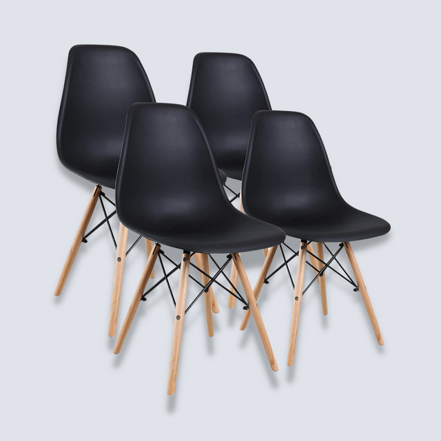 Pozbee Eames Dining Chairs Set of 4, Modern Black Chairs