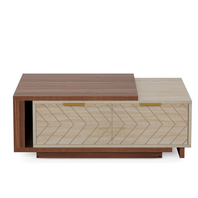 Extendable coffee table side angle view