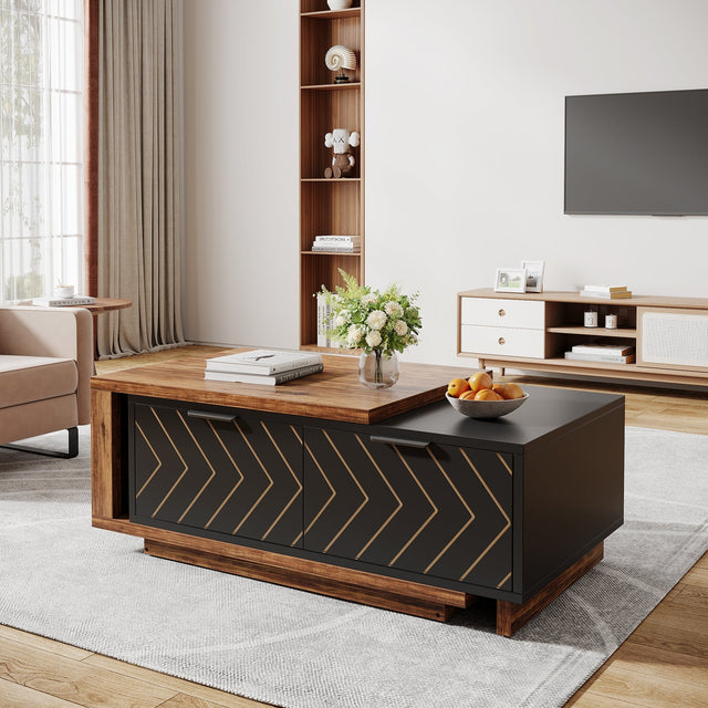 Extendable coffee table walnut and black variant