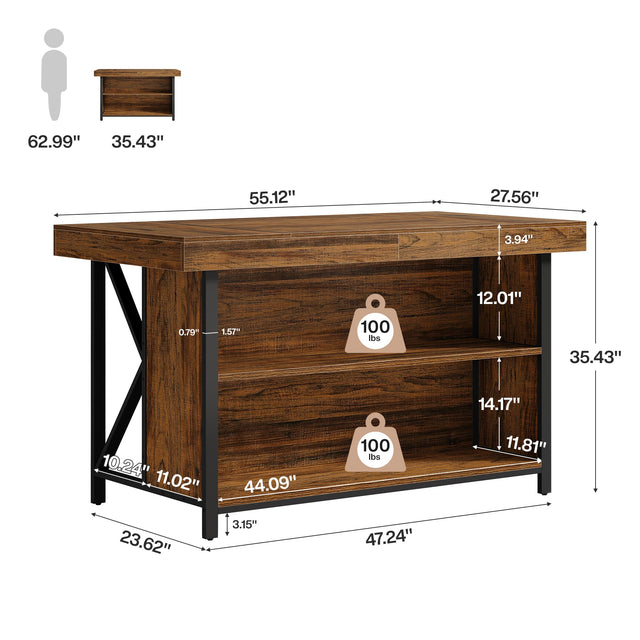 55 inch Kitchen Island metal frame lifestyle