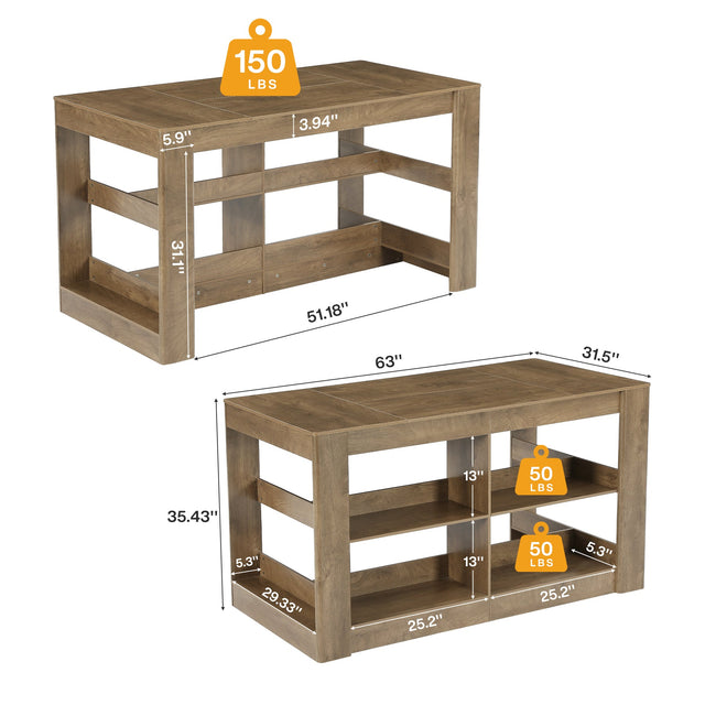 63 inch Farmhouse Kitchen Island lifestyle