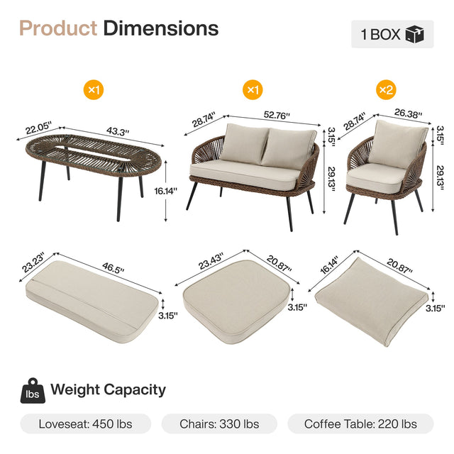 4-Piece Rattan Patio Set