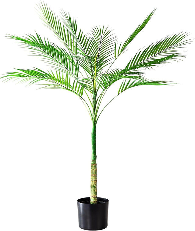 artificial palm tree, fake palm tree indoor, tall faux palm plant, 6ft artificial palm with planter, lifelike palm decor, faux potted palm tree, artificial plants for bedroom, office fake palm, no maintenance palm, tropical home decor, coastal faux greenery, boho palm tree