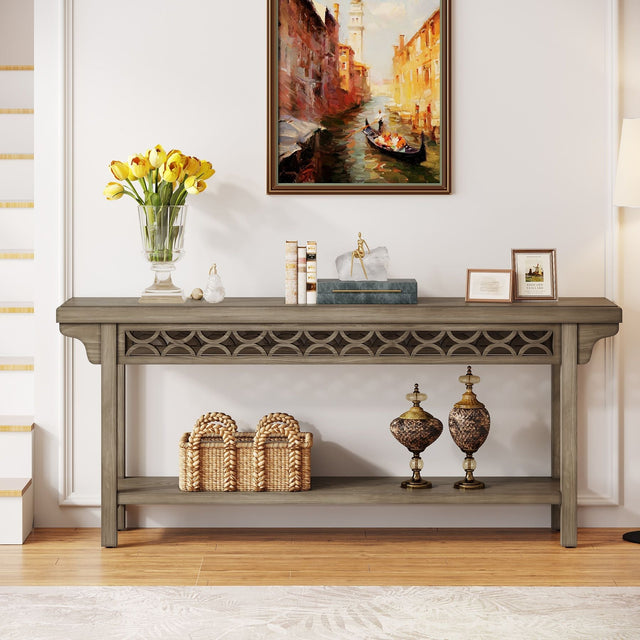 70.8 inch Farmhouse Console Table wood grain