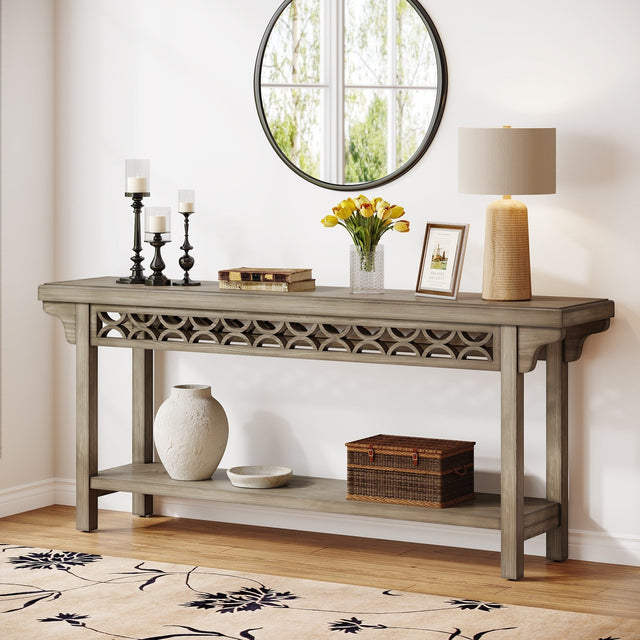 70.8 inch Farmhouse Console Table storage detail