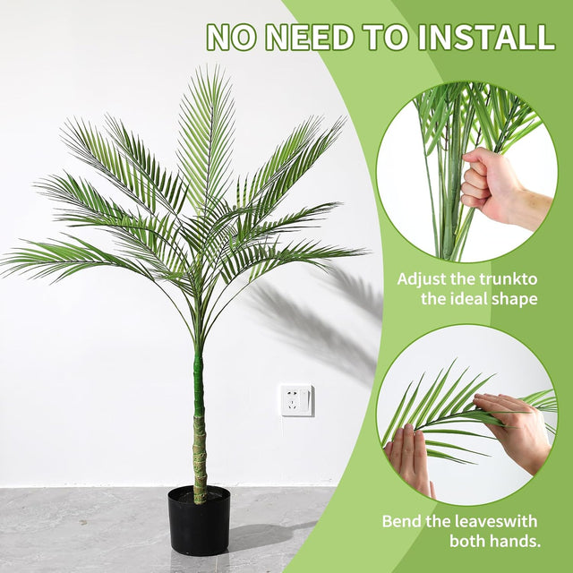 artificial palm tree, fake palm tree indoor, tall faux palm plant, 6ft artificial palm with planter, lifelike palm decor, faux potted palm tree, artificial plants for bedroom, office fake palm, no maintenance palm, tropical home decor, coastal faux greenery, boho palm tree