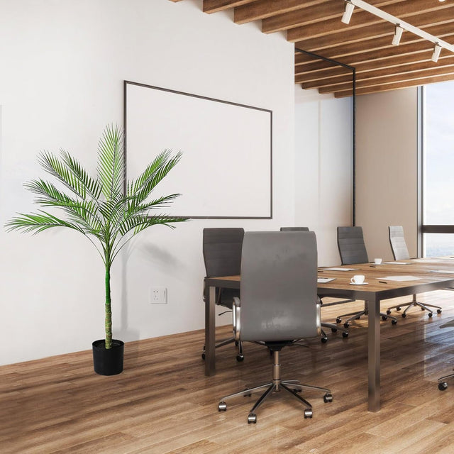 artificial palm tree, fake palm tree indoor, tall faux palm plant, 6ft artificial palm with planter, lifelike palm decor, faux potted palm tree, artificial plants for bedroom, office fake palm, no maintenance palm, tropical home decor, coastal faux greenery, boho palm tree